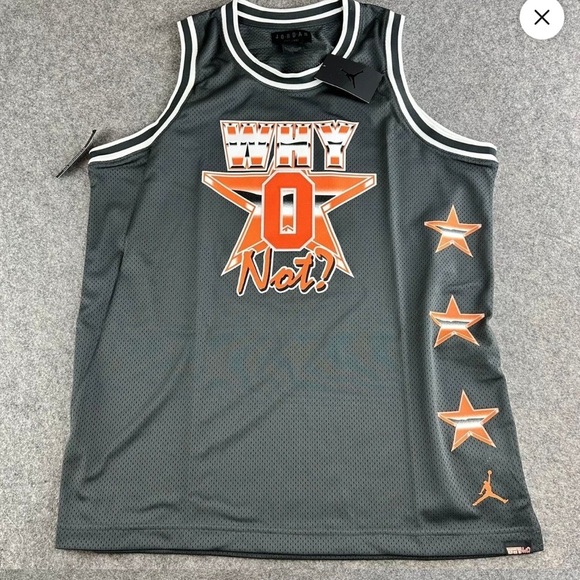 Jordan Why Not? 0 Russell Westbrook Basketball Jersey Gray Orange‎ - Picture 1 of 14